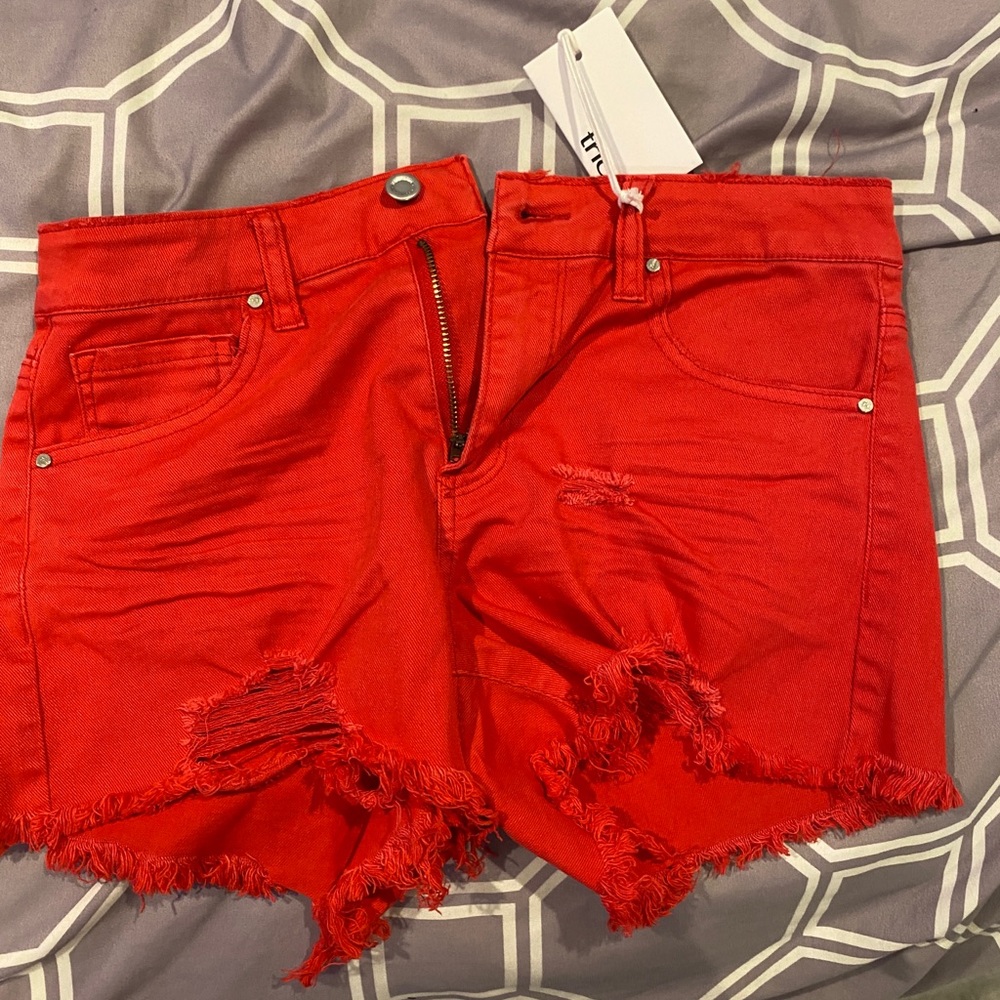 red tricot shorts
